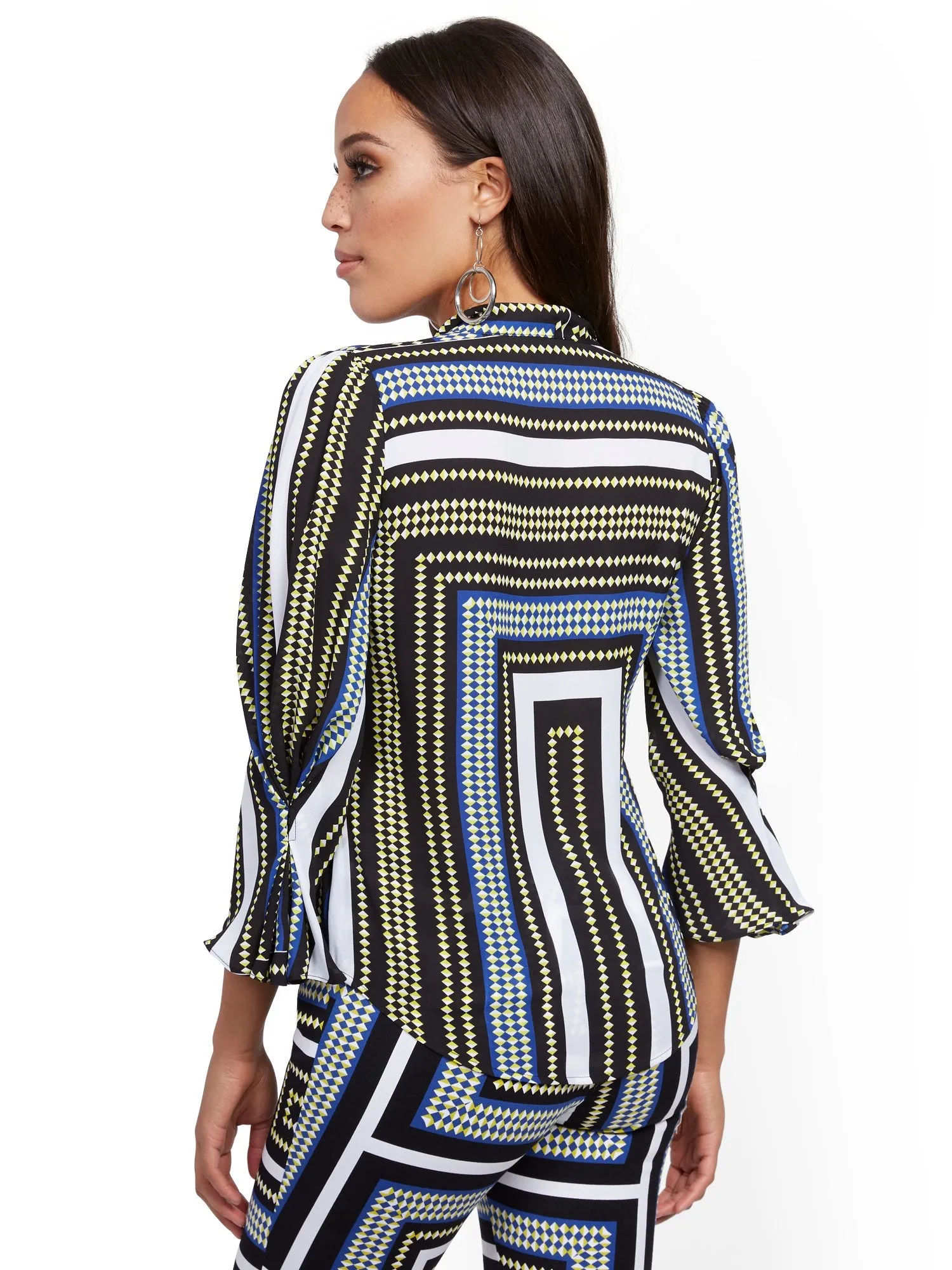 Pleated-Sleeve Bow Blouse - 7th Avenue