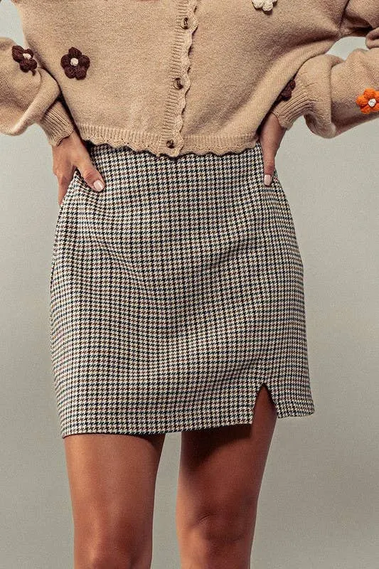 Professionally Plaid Mini Skirt: BEIGE