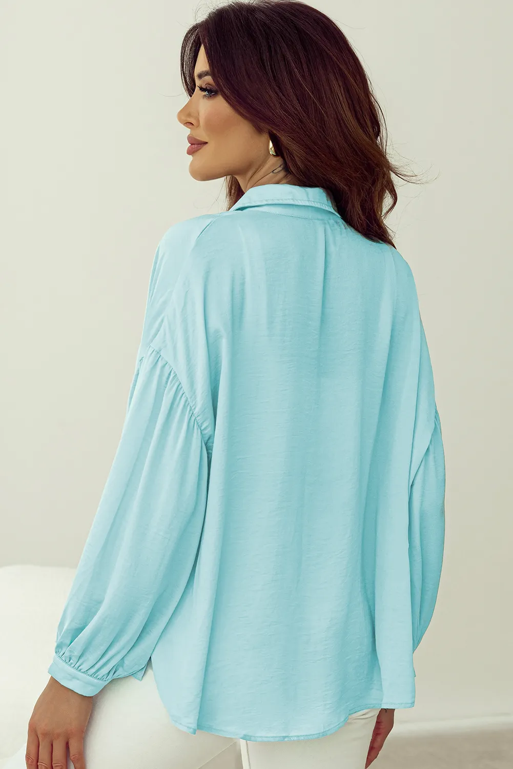 Puff Sleeve Loose Fit Buttoned Shirt