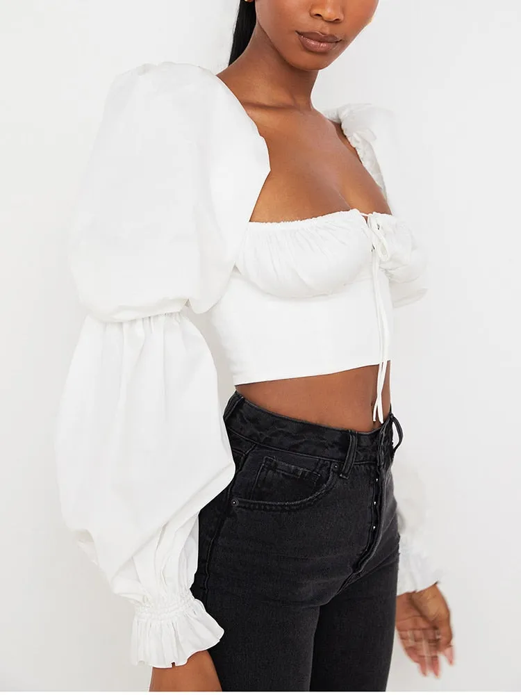 Puffing Up Crop Top- White