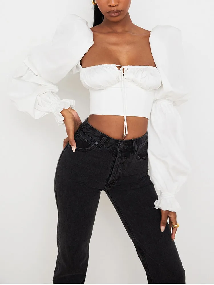 Puffing Up Crop Top- White