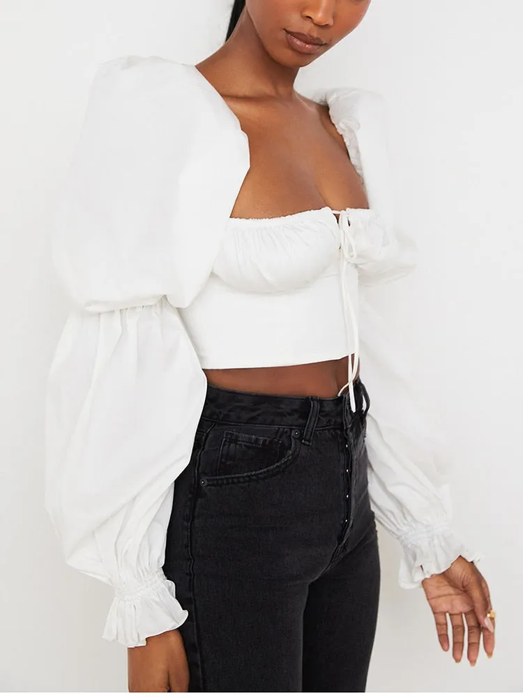 Puffing Up Crop Top- White