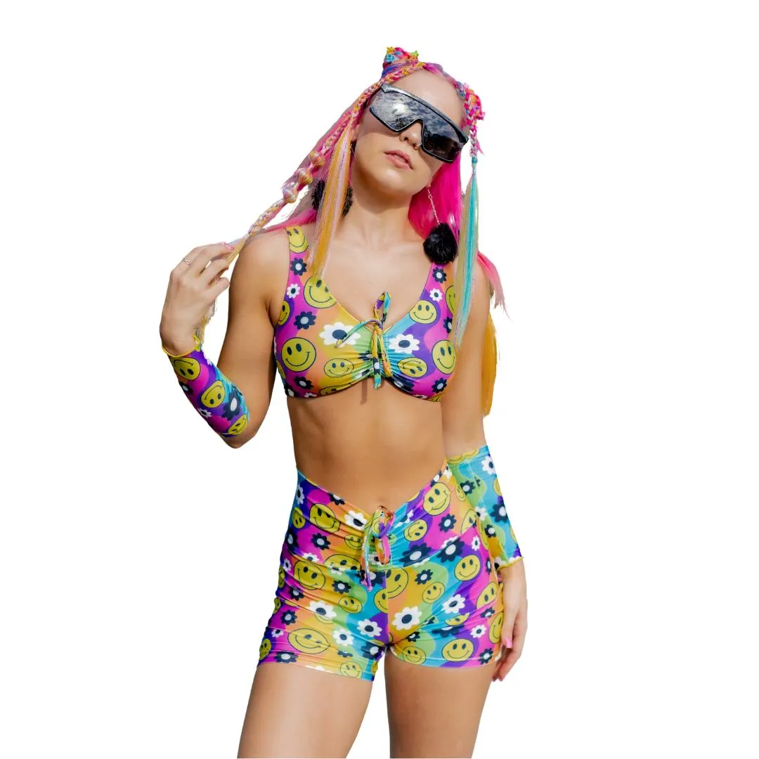 Rainbow Hippie Drawstring Shorts