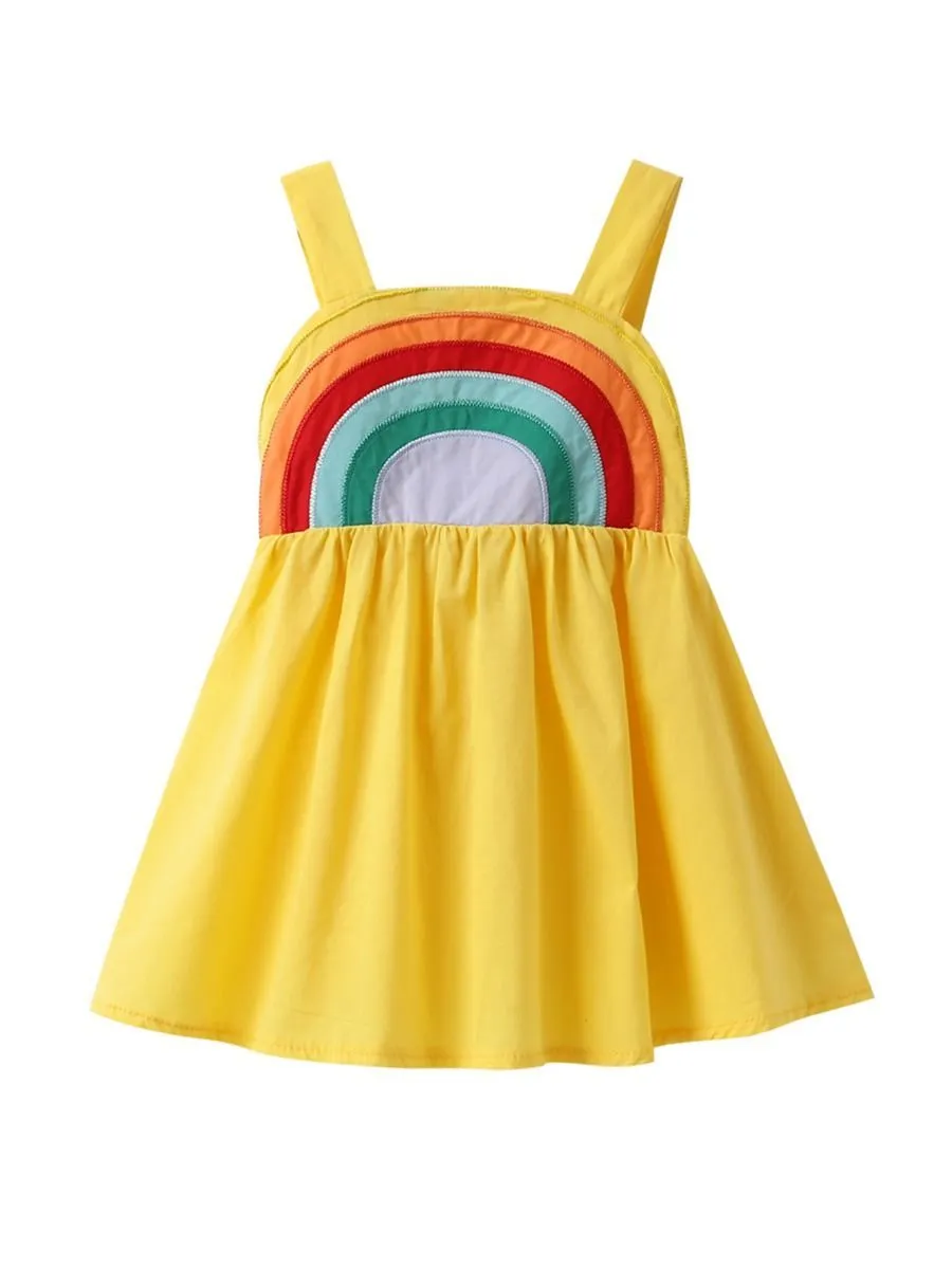 Rainbow Pattern Sundress Baby Toddler Girls Backless Dress