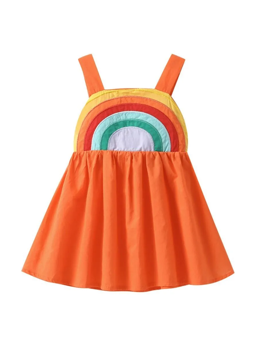 Rainbow Pattern Sundress Baby Toddler Girls Backless Dress