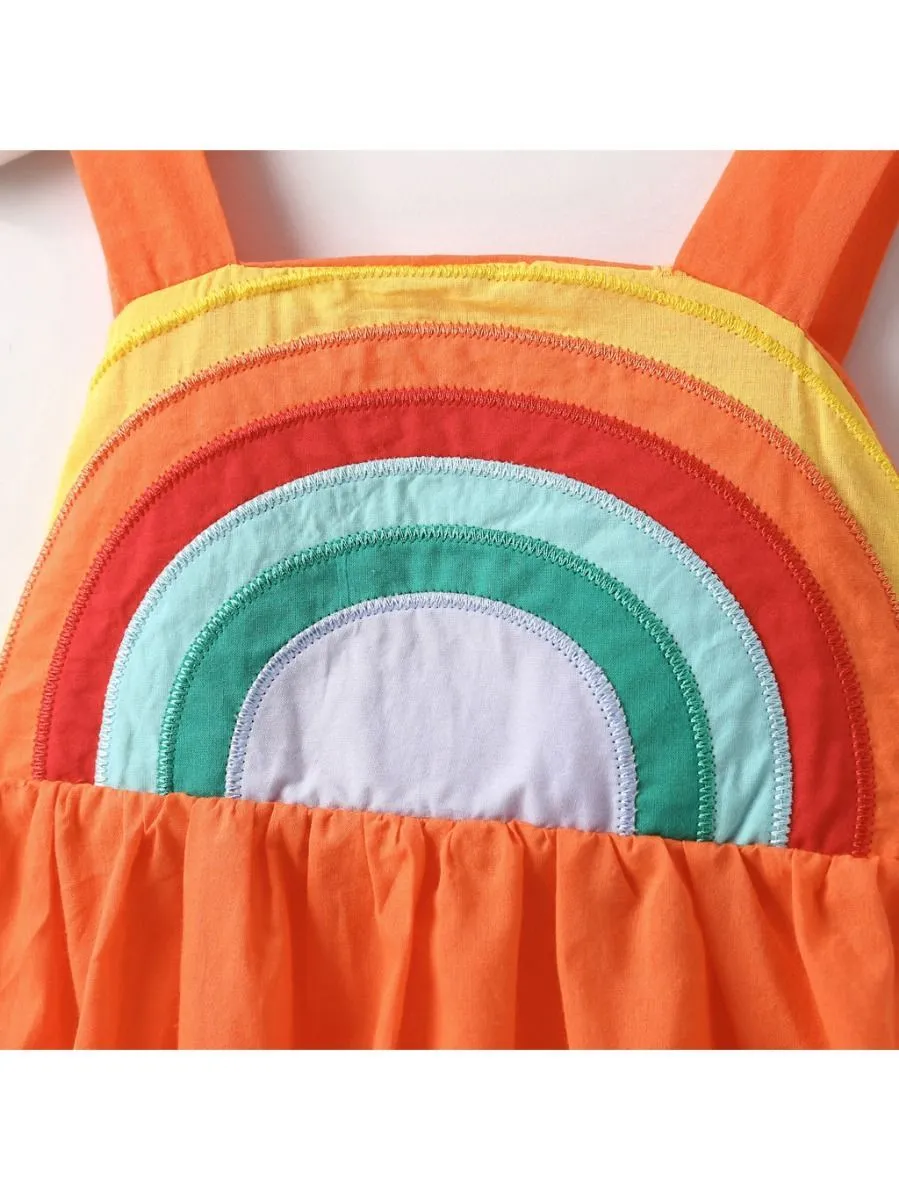 Rainbow Pattern Sundress Baby Toddler Girls Backless Dress