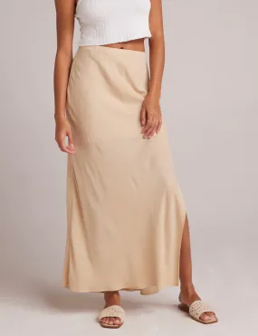 Side Slit Bias Maxi Skirt, Classic Khaki