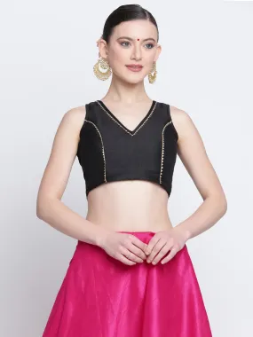 Silk Blend Embellished Crop Top