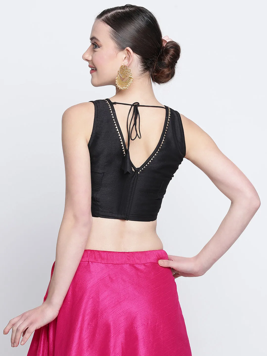 Silk Blend Embellished Crop Top