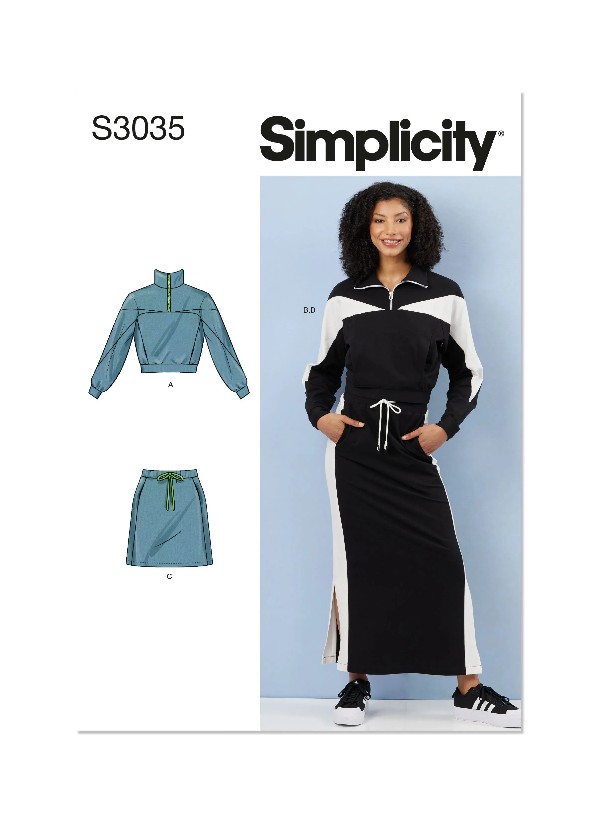 Simplicity sewing pattern S3035 Tracksuit Tops and Skirts