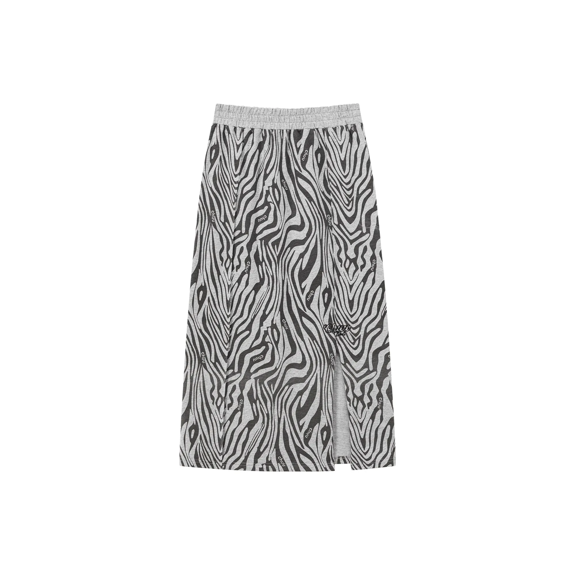 Slit Zebra Print Long Skirt