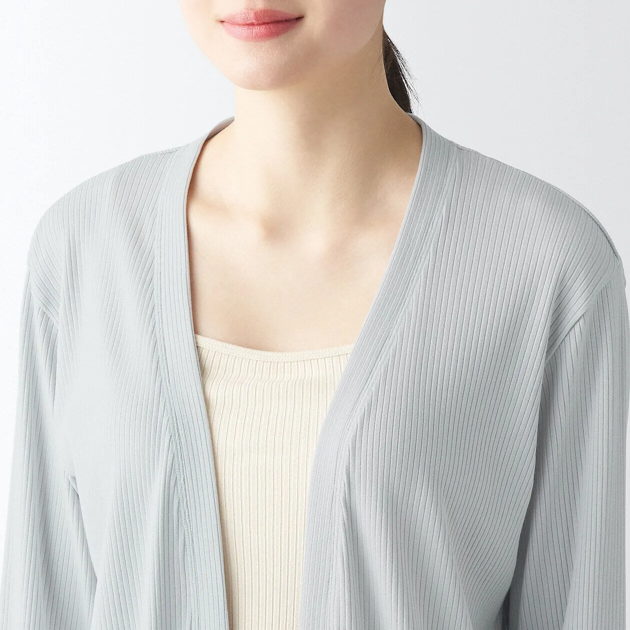 Smooth Ribbed Long Cardigan