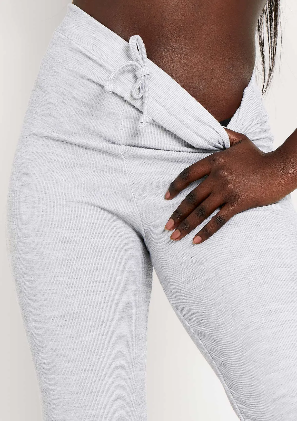 Sophie Grey Soft Ribbed Drawstring Joggers