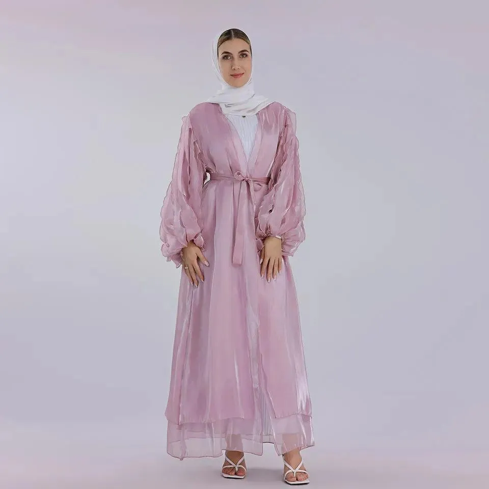 Summer Arabic Two-Piece Cardigan Style Open Abaya