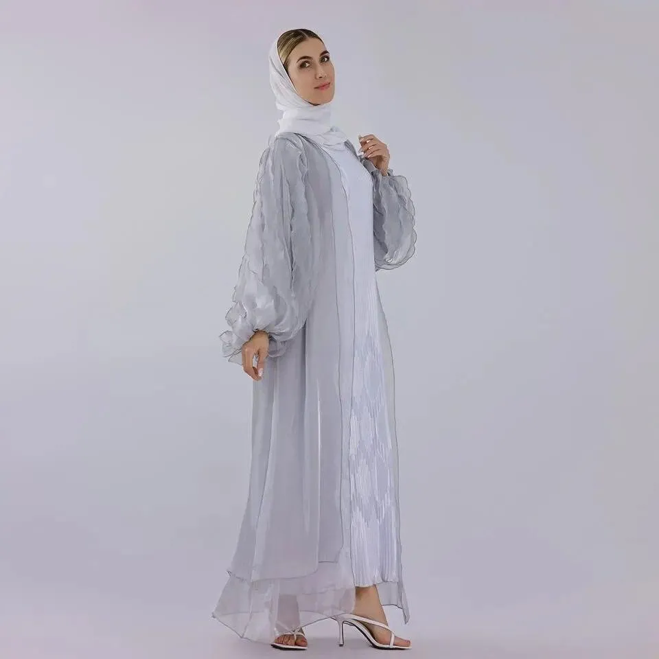 Summer Arabic Two-Piece Cardigan Style Open Abaya