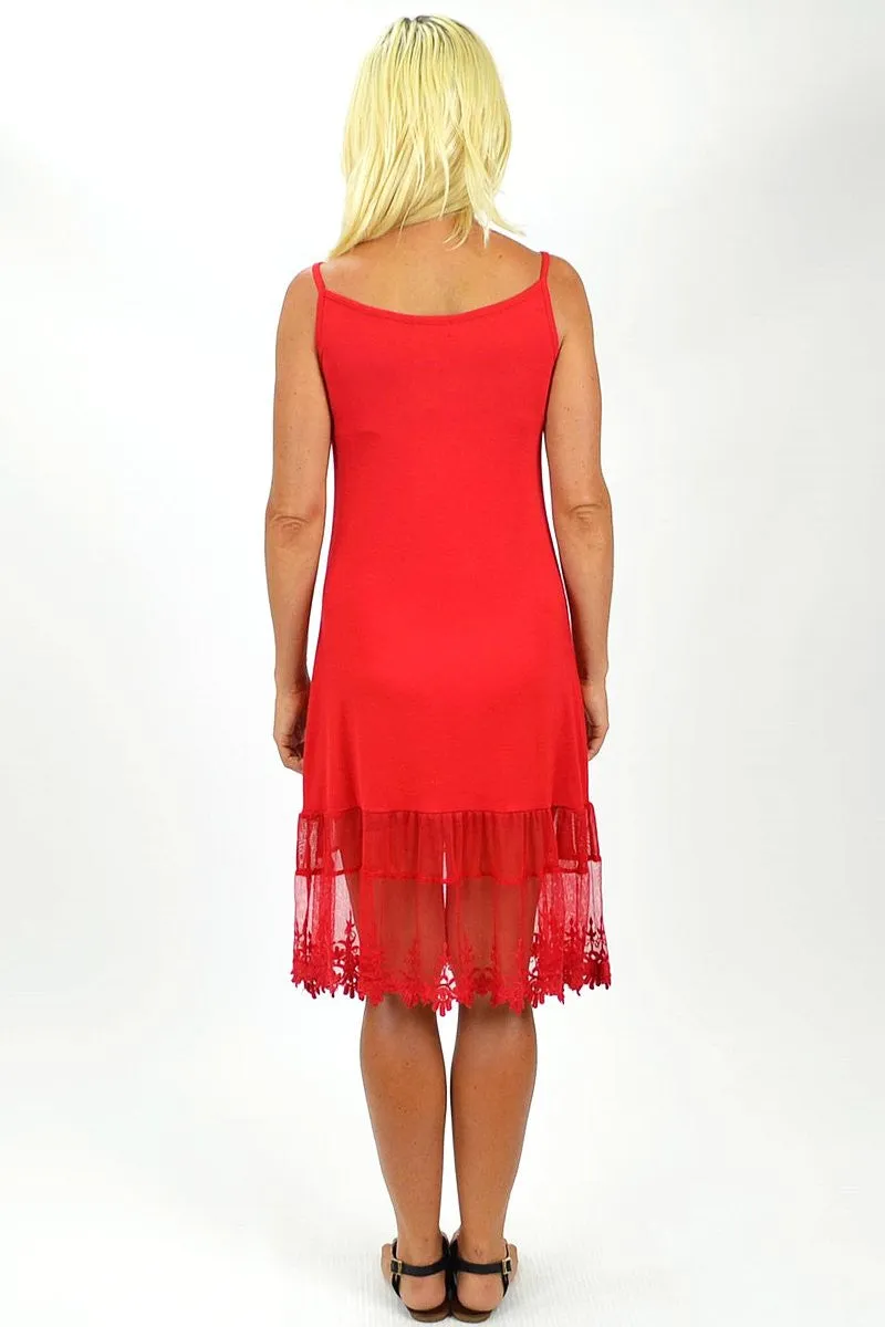 Threadz Red Lace Trim Slip