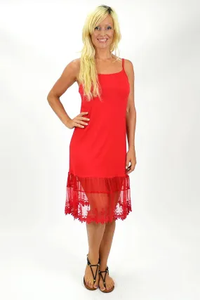 Threadz Red Lace Trim Slip