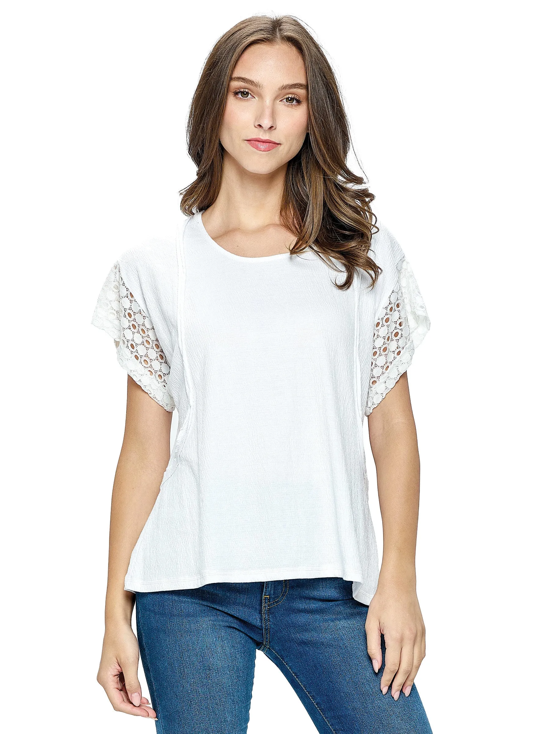 Top Casual Loose Fit Lace Sleeves