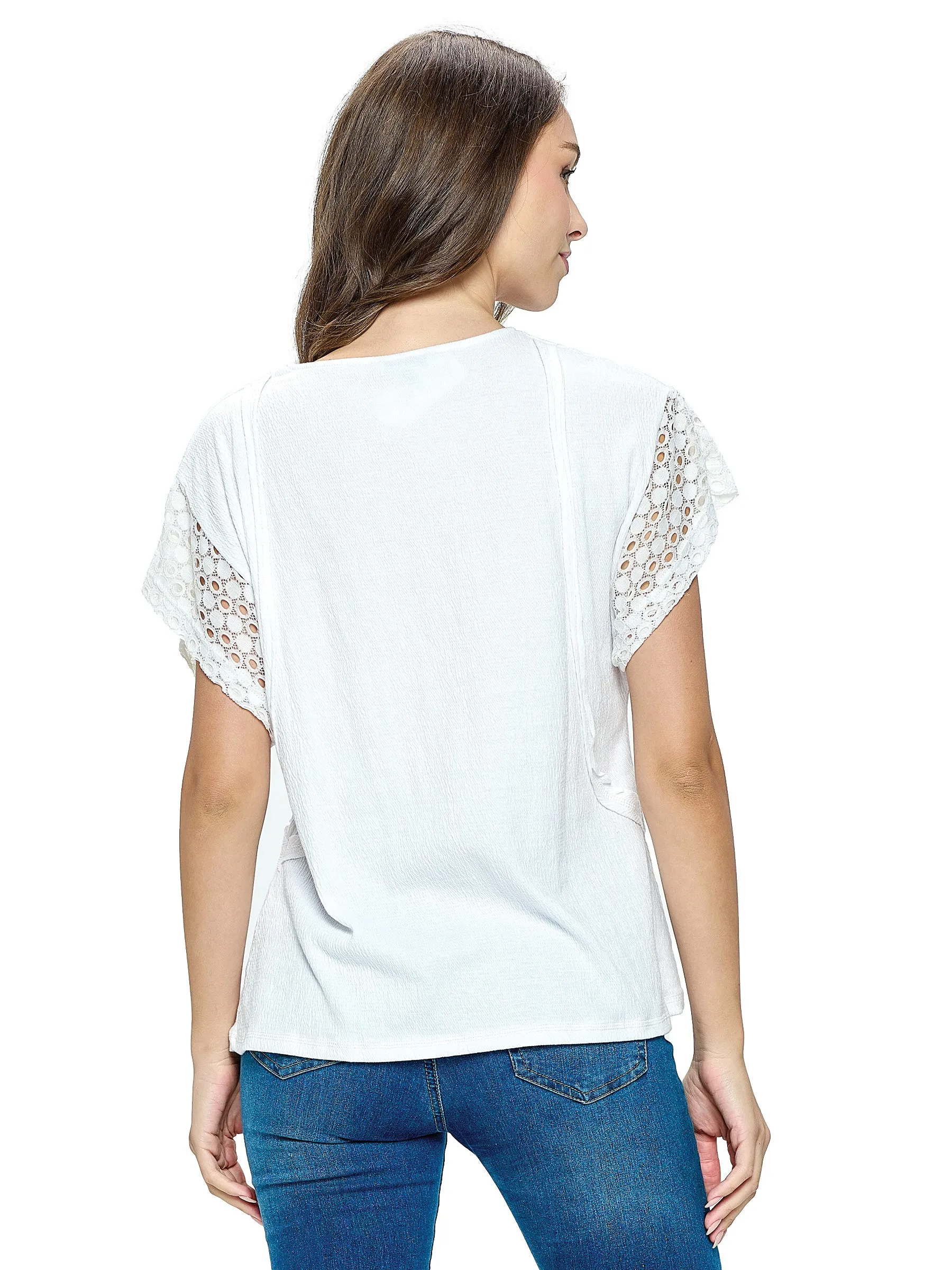 Top Casual Loose Fit Lace Sleeves