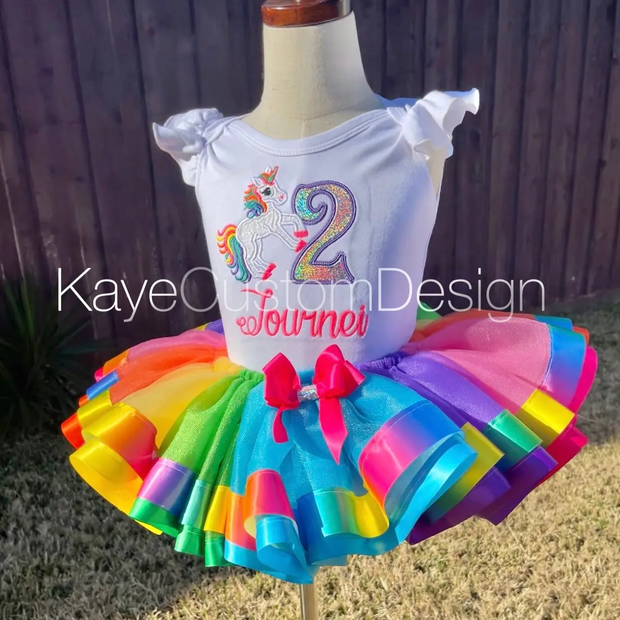 Unicorn Birthday Tutu Outfit, Colorful Tutu