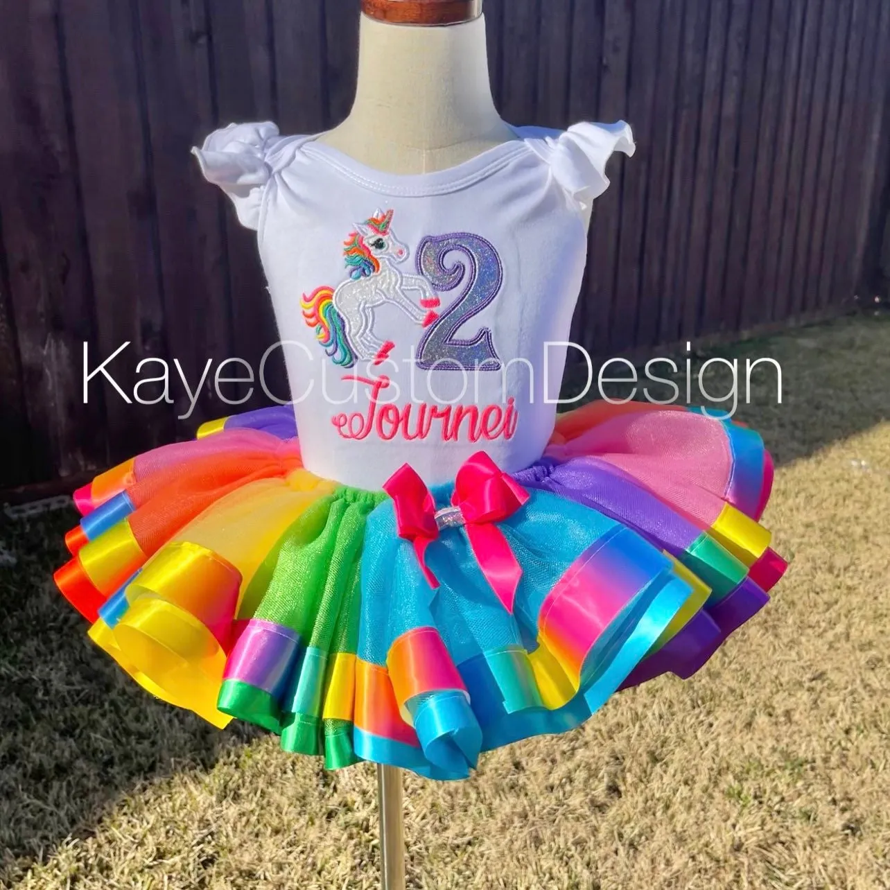 Unicorn Birthday Tutu Outfit, Colorful Tutu