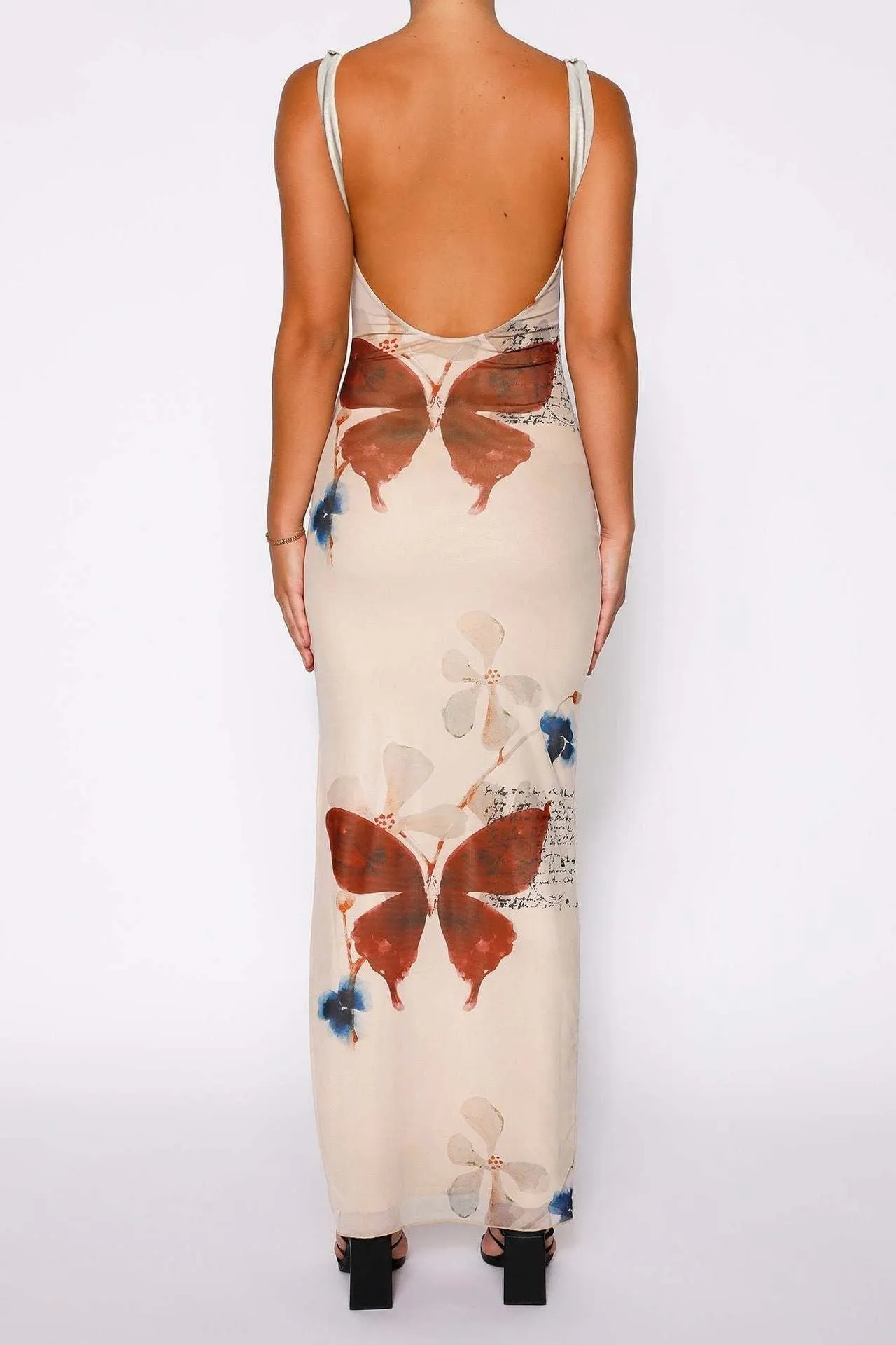 V-Neck Backless Butterfly Fit Long Dress