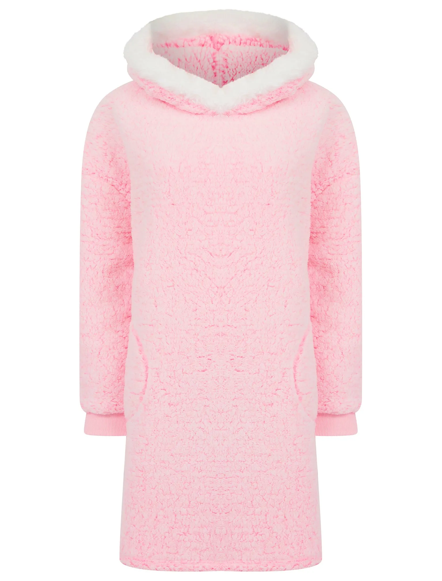 Women's Hetty Soft Fleece Chunky Loungewear Longline Pullover Hooded Top in Pink - Tokyo Laundry