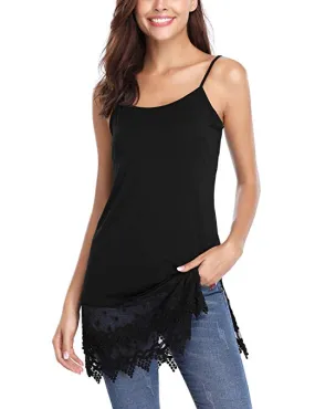 Women's Lace Trimmed Tank Tops Adjust Cami Lingerie Shirts Tunics Slips Dress Shirt