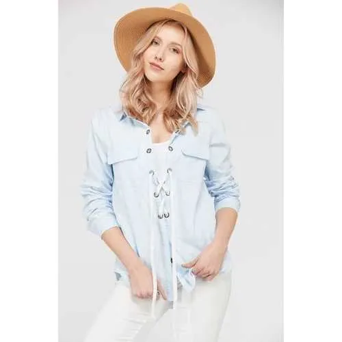 Women's Lace Up Blouse Top