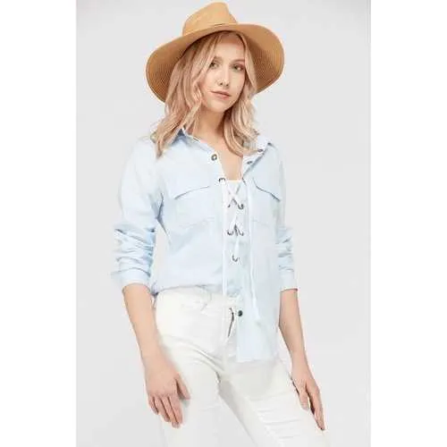 Women's Lace Up Blouse Top