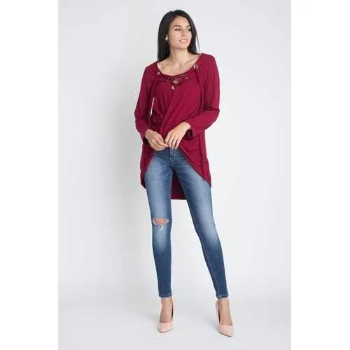 Women's Lace Up Wrap Long Sleeve Top