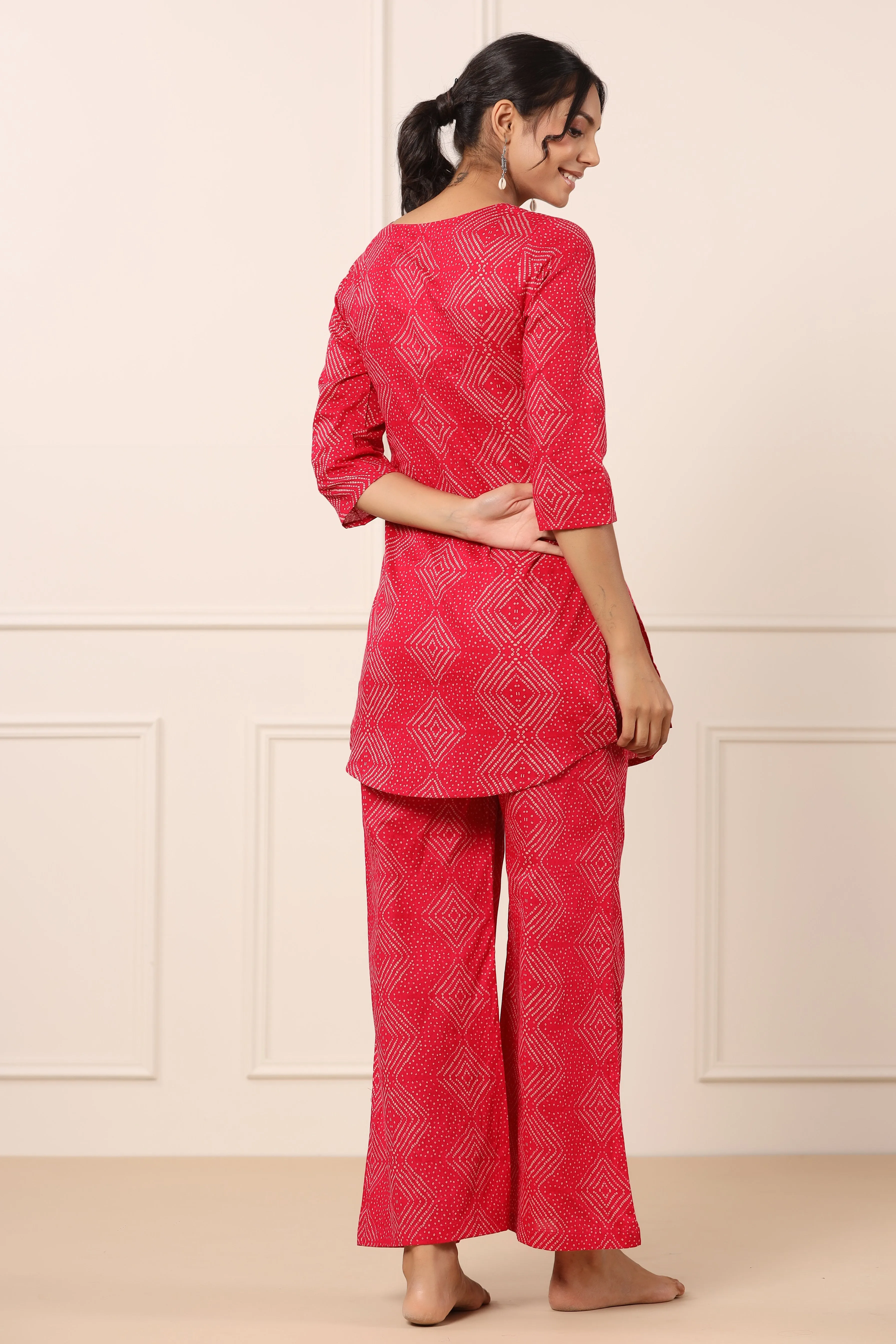 Zig-Zag Bhandani on Pink Palazzo Loungewear Set