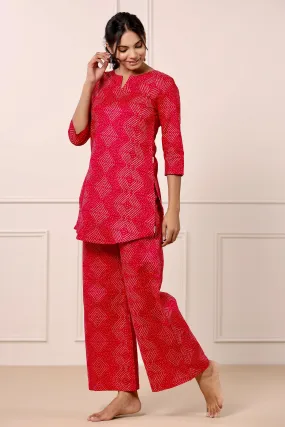 Zig-Zag Bhandani on Pink Palazzo Loungewear Set