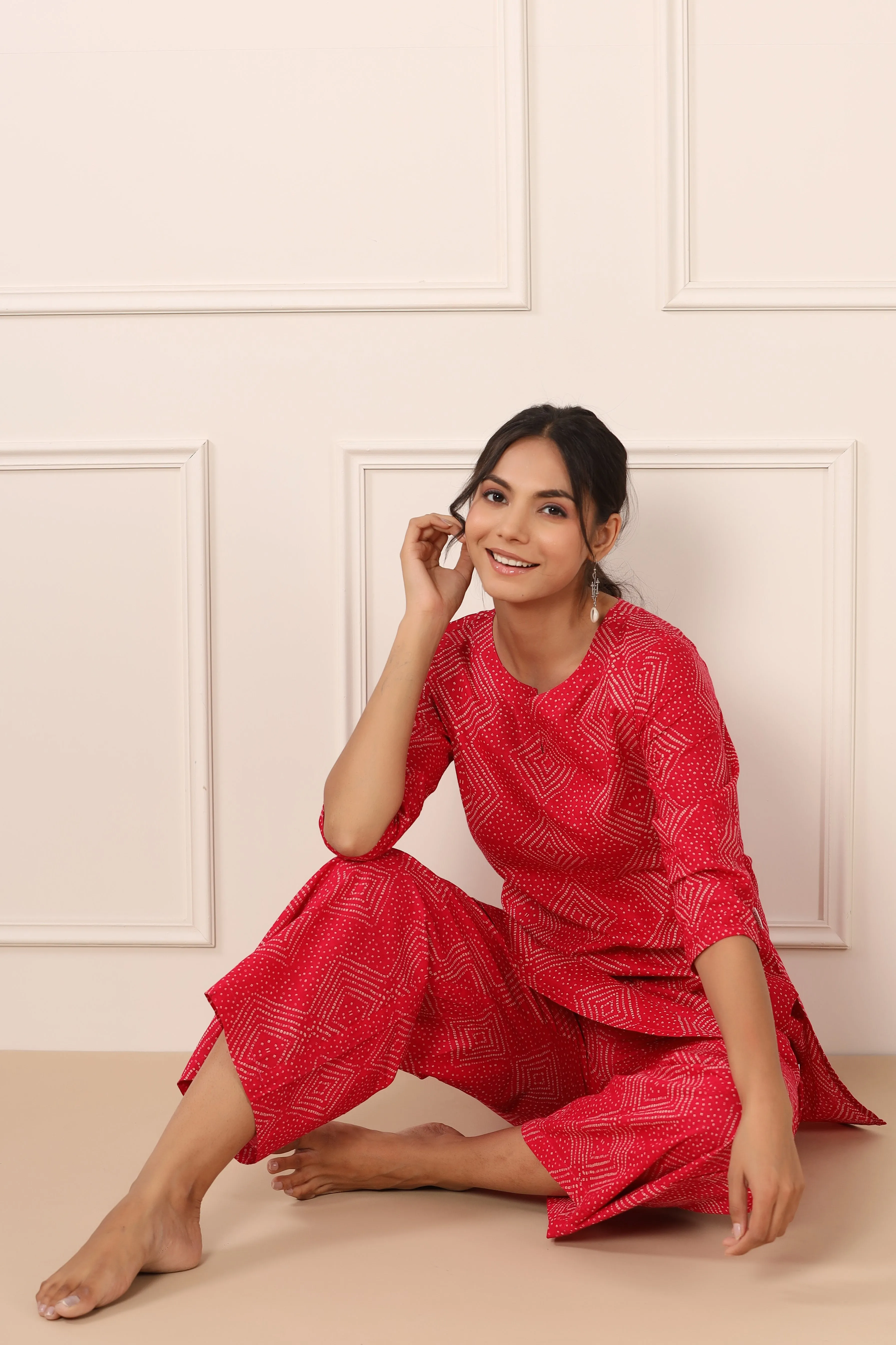 Zig-Zag Bhandani on Pink Palazzo Loungewear Set