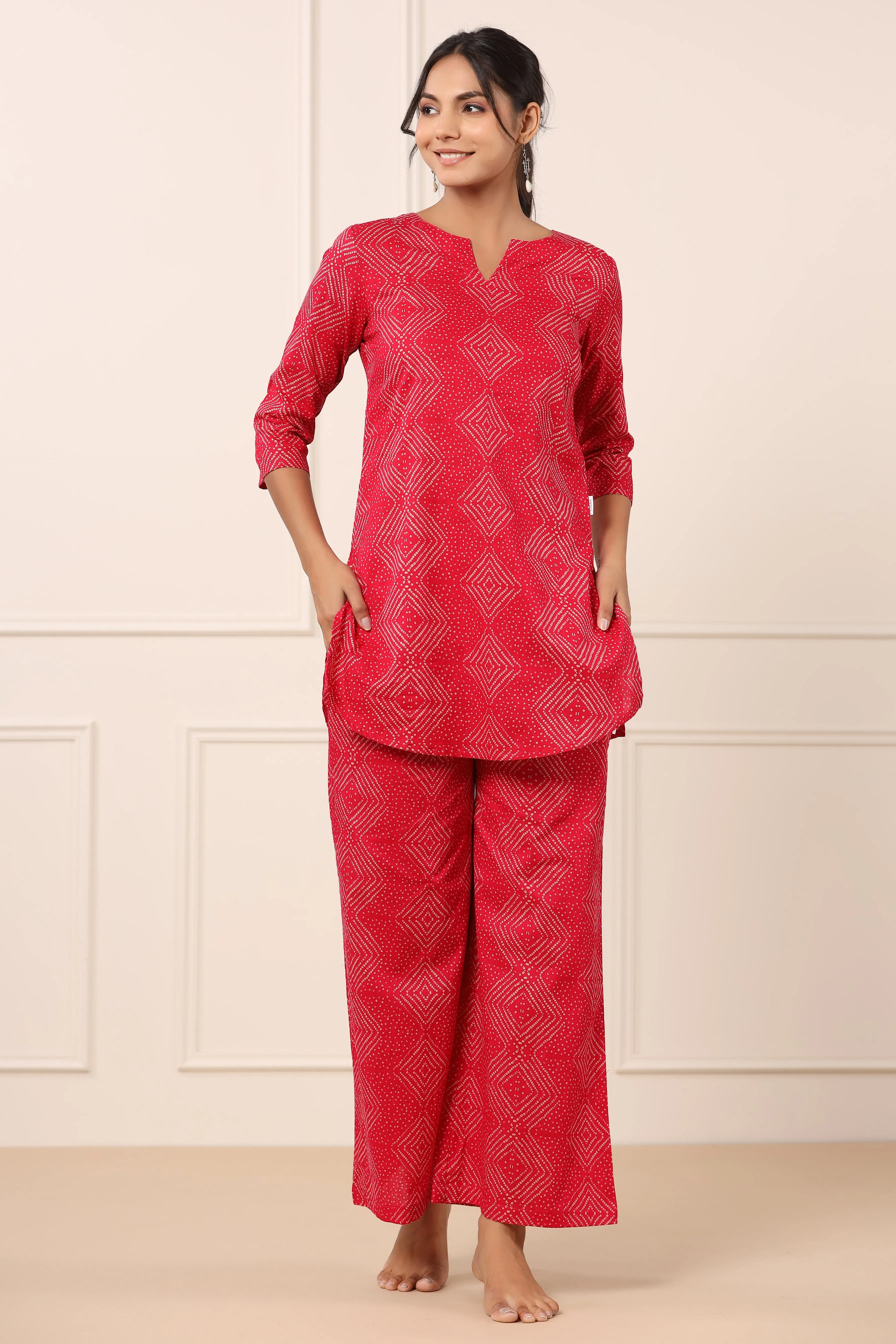 Zig-Zag Bhandani on Pink Palazzo Loungewear Set