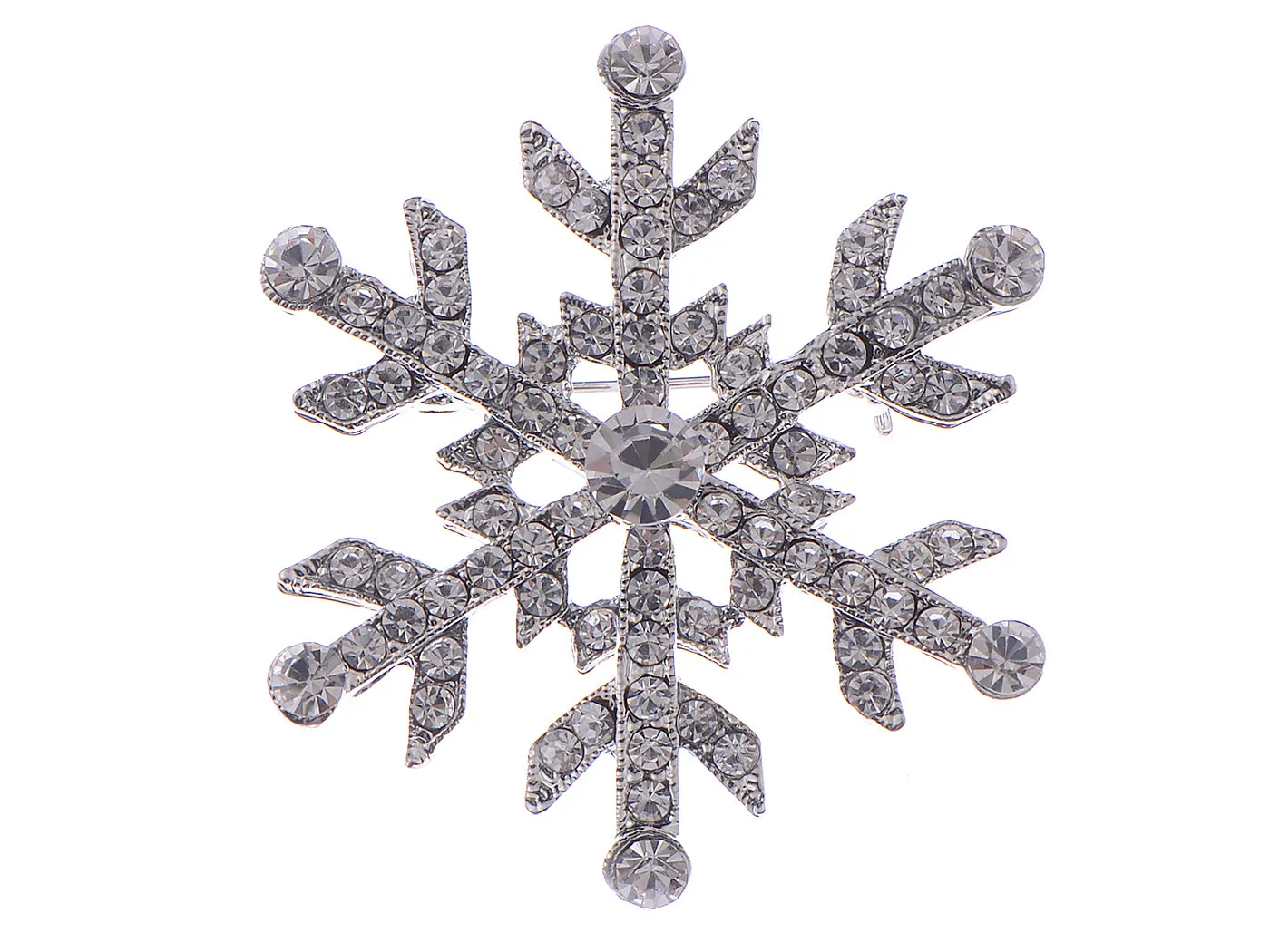 Zircon Copper Plated Winter Snowflake Brooch Shawl Bridesmaid Holiday Christmas Pin