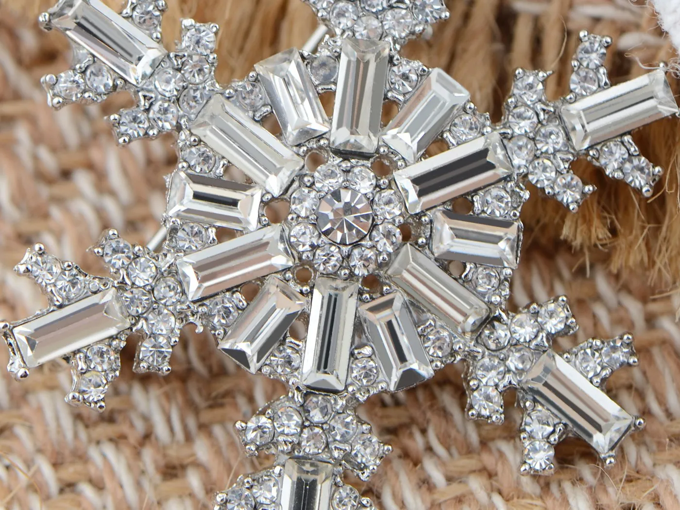 Zircon Copper Plated Winter Snowflake Brooch Shawl Bridesmaid Holiday Christmas Pin